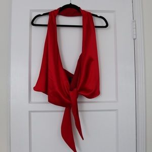 Lafayette 148 Satin Red Halter Too